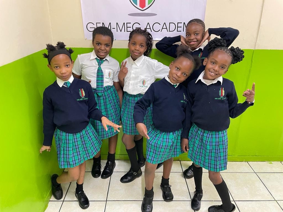 Gem-Meg Academy learners in their school uniform
