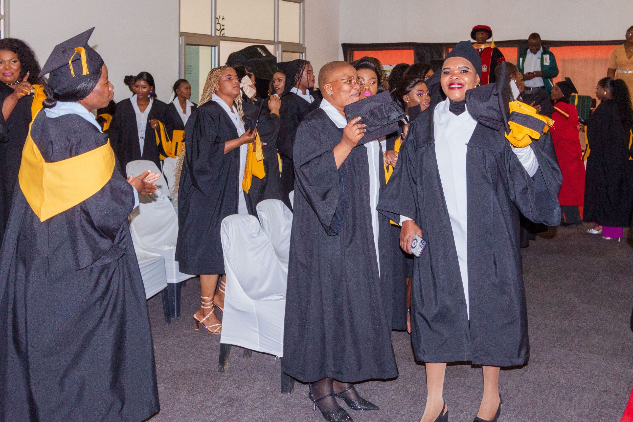 Graduates arriving at the ceremony